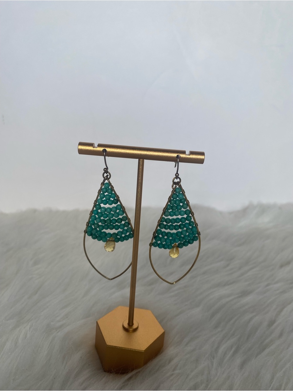 Stella & Dot Turquoise & Citrine Beaded Teardrop Goa Earrings